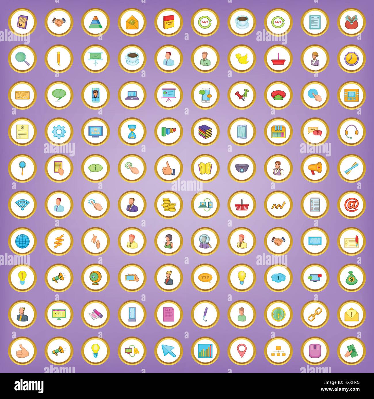 100 company icons set in cartoon style Stock Vector Image & Art - Alamy