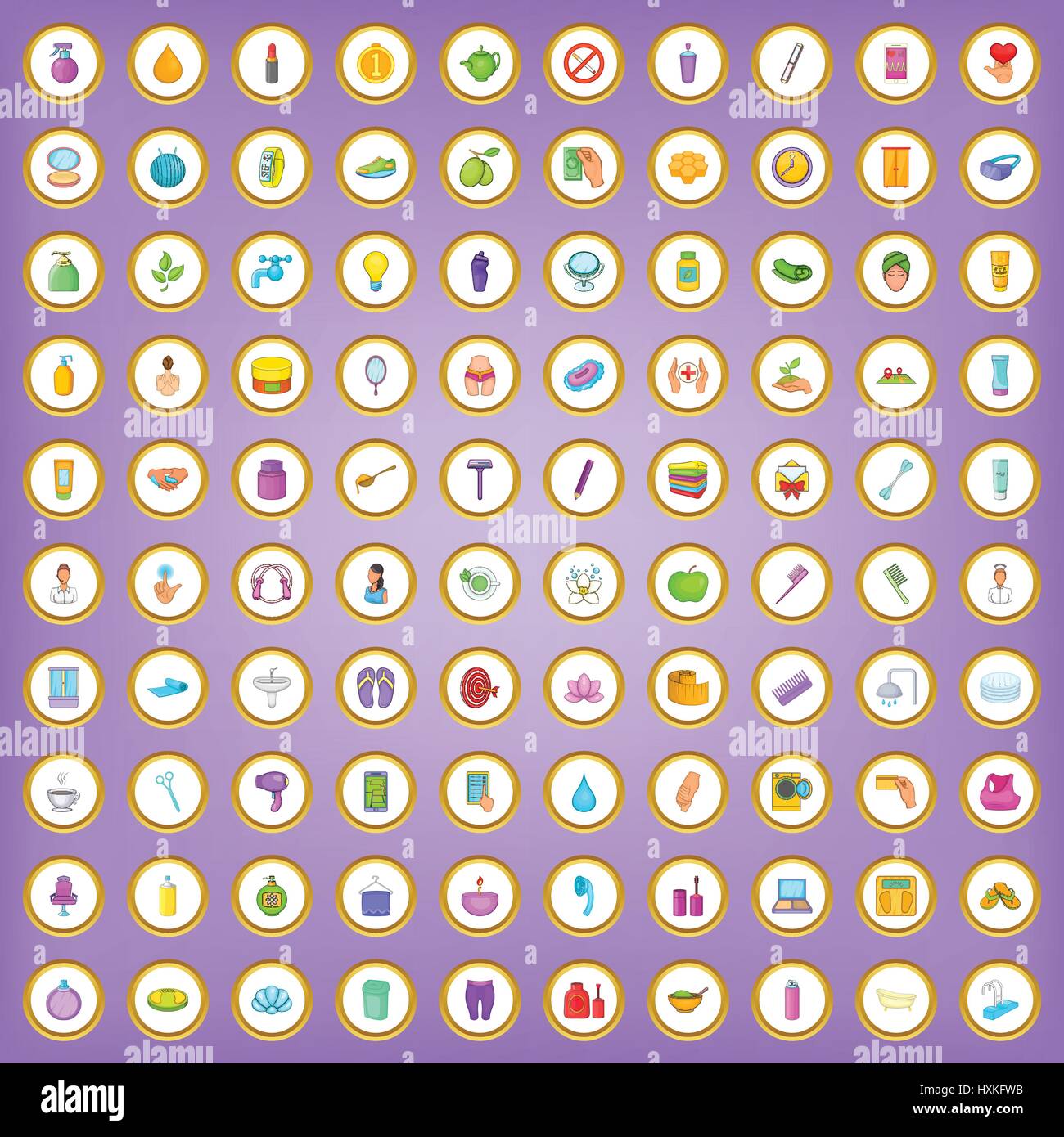 100 cosmetic salon icons set in cartoon style Stock Vector Image & Art ...