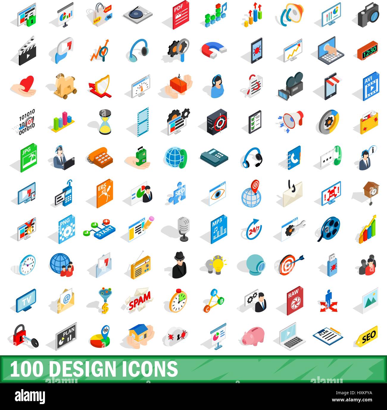100 design icons set, isometric 3d style Stock Vector Image & Art - Alamy