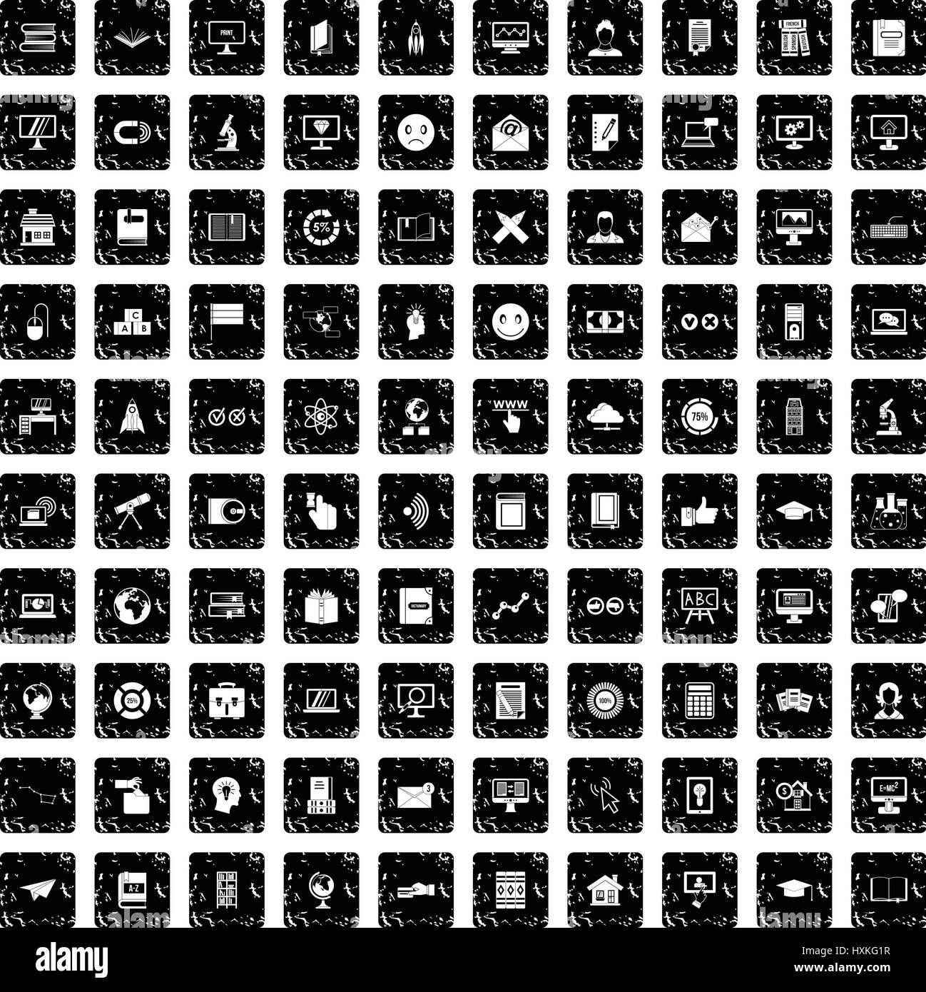 100 e-learning icons set, grunge style Stock Vector Image & Art - Alamy