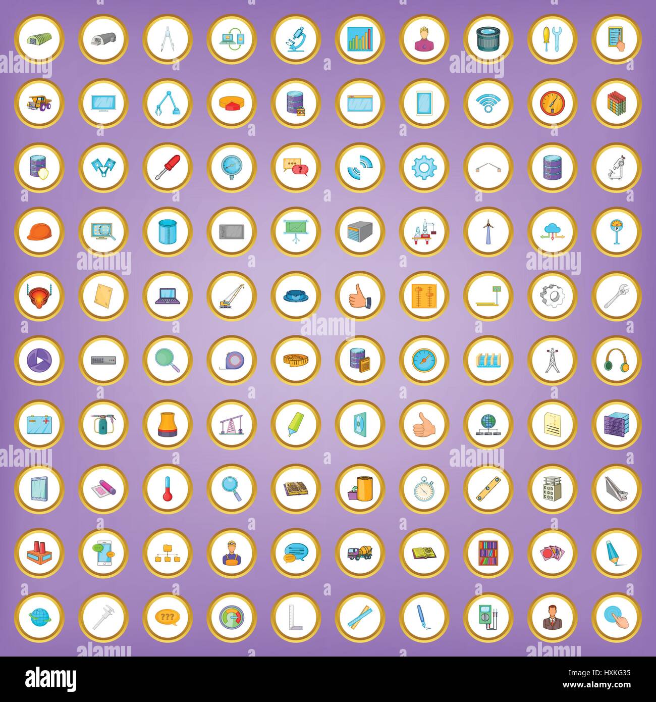 100 engineering icons set in cartoon style Stock Vector Image & Art - Alamy