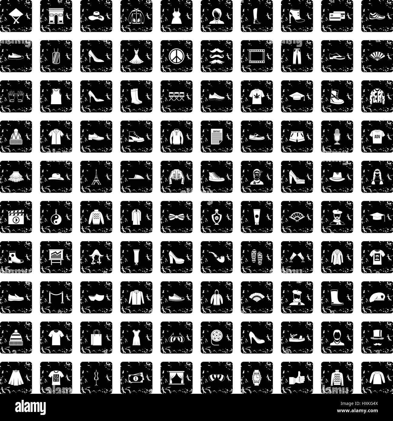 100 fashion icons set, grunge style Stock Vector Image & Art - Alamy
