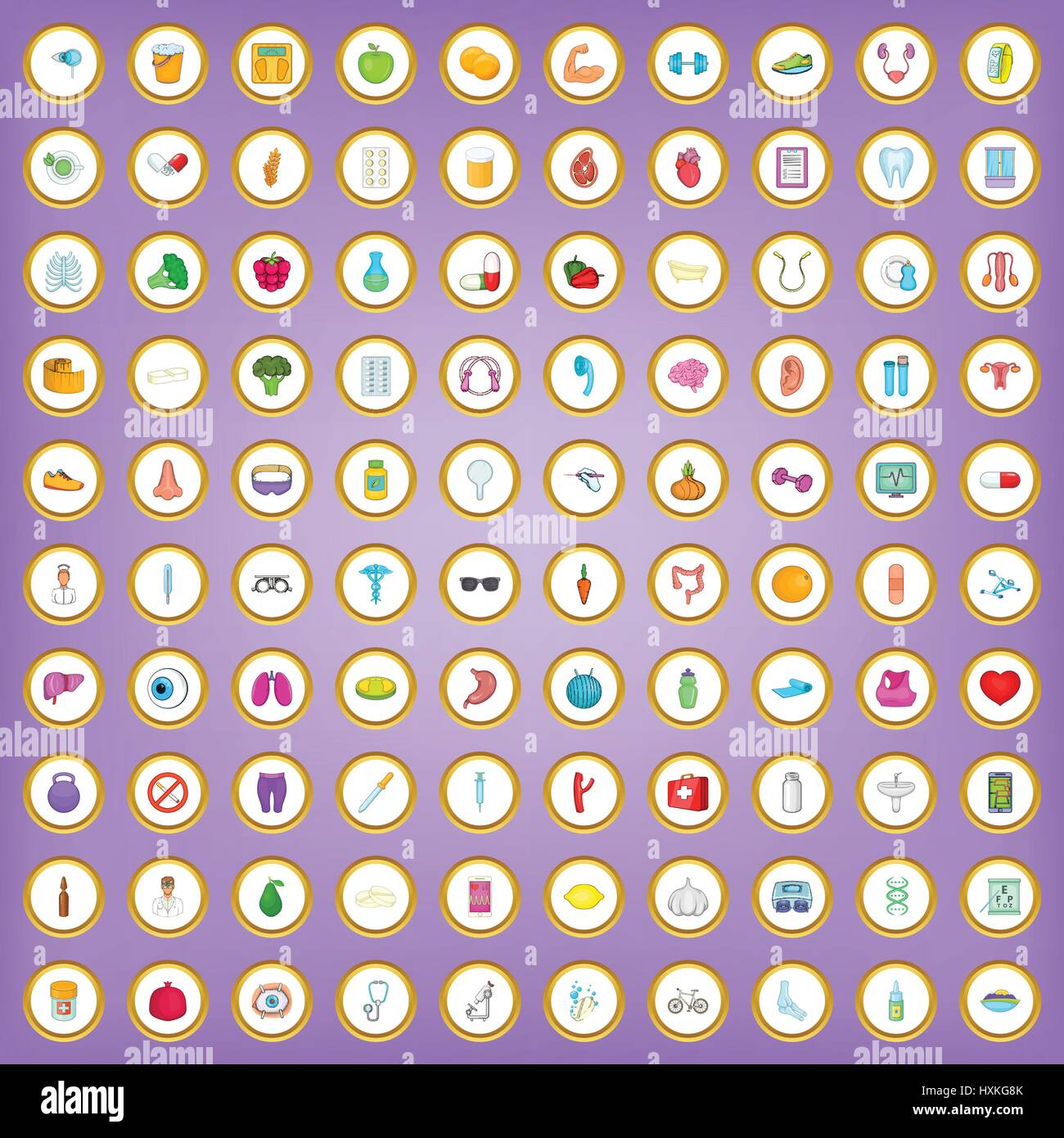 100 health icons set in cartoon style Stock Vector Image & Art - Alamy