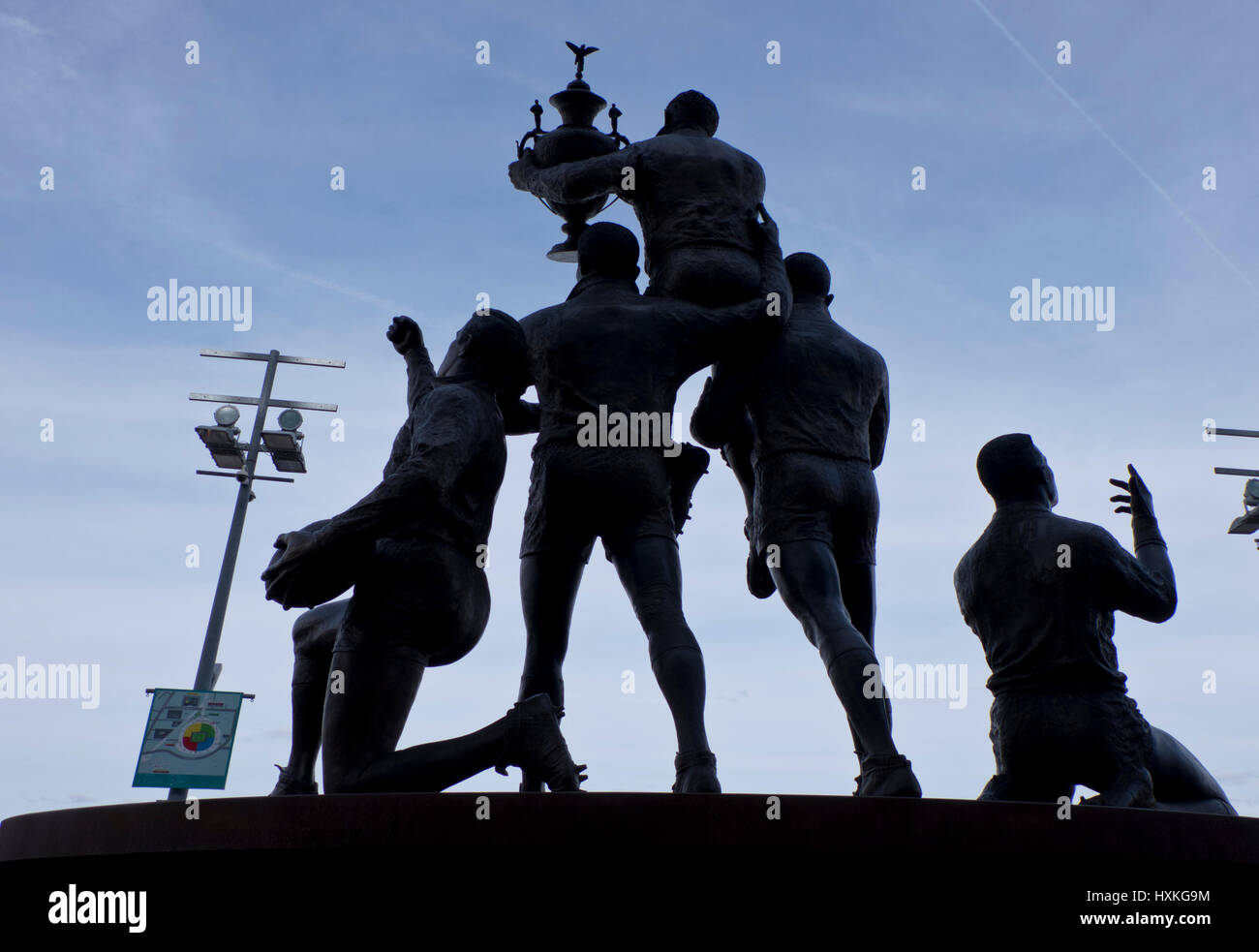 Statue of England Rugby heroes outside Wembley Stadium,London,UK Stock