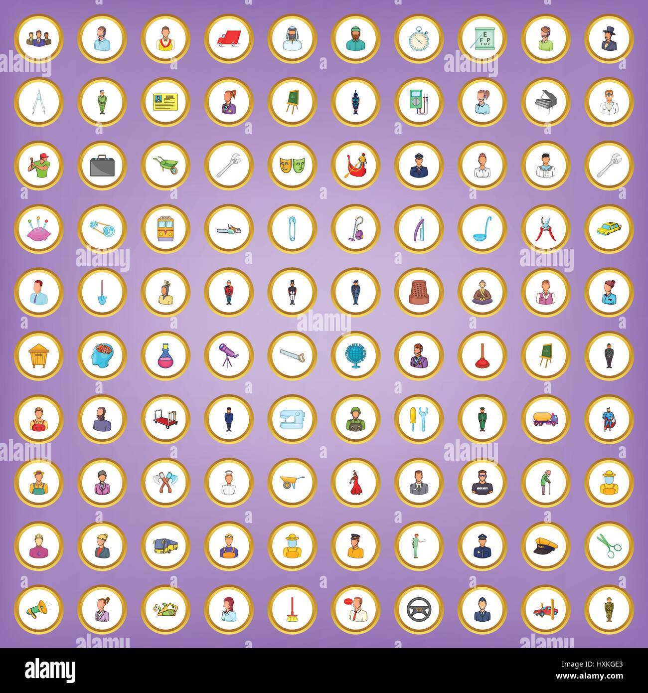 100 job icons set in cartoon style Stock Vector Image & Art - Alamy