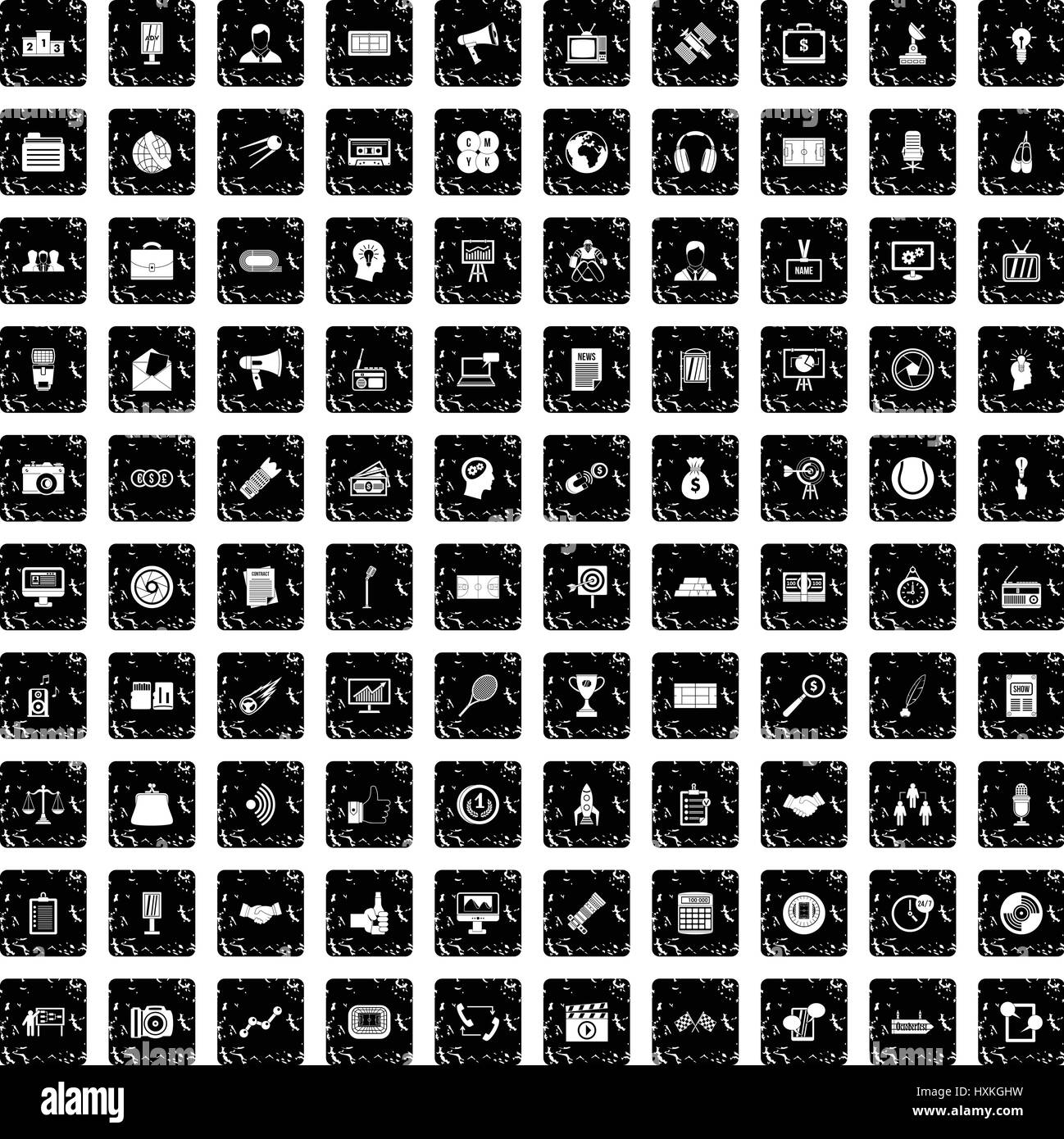 100 media icons set, grunge style Stock Vector Image & Art - Alamy