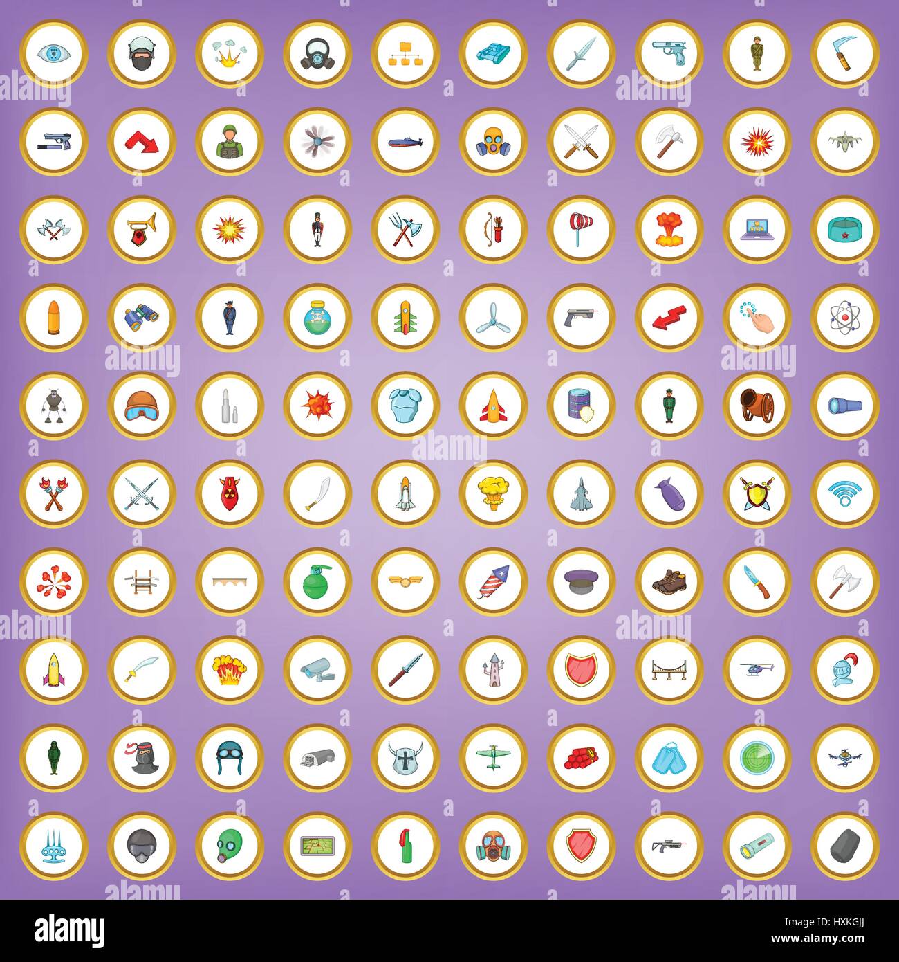 100 military icons set in cartoon style Stock Vector Image & Art - Alamy