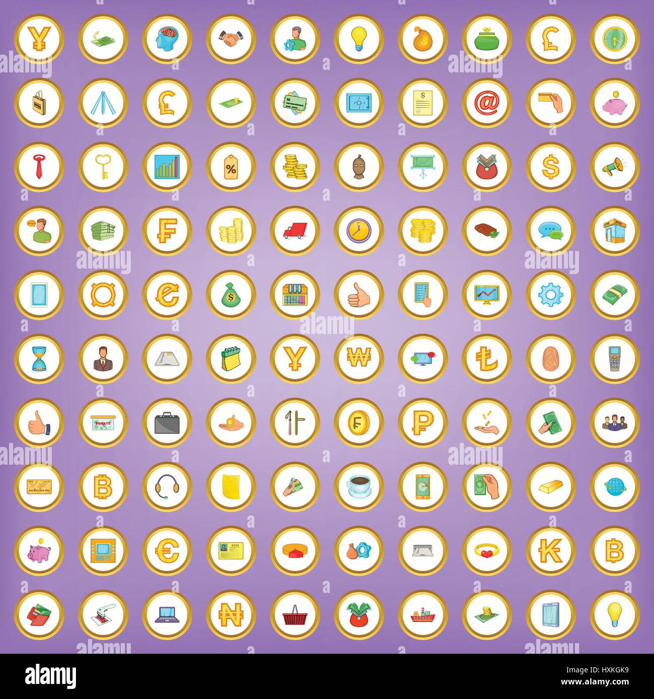 100 money icons set in cartoon style Stock Vector Image & Art - Alamy