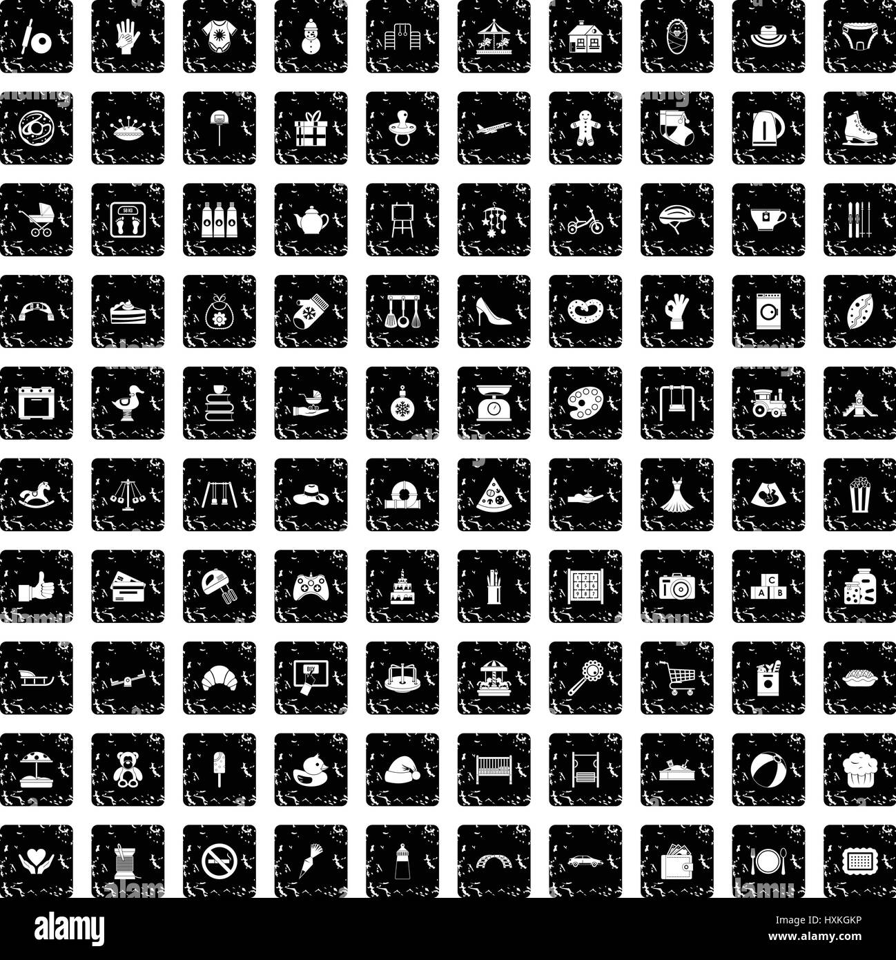 100 mother and child icons set, grunge style Stock Vector Image & Art ...