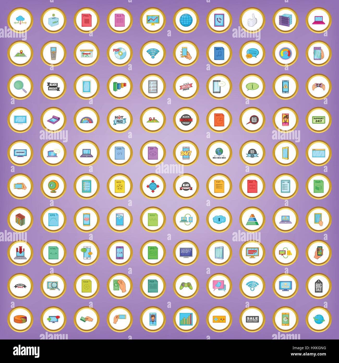 100 network icons set in cartoon style Stock Vector Image & Art - Alamy