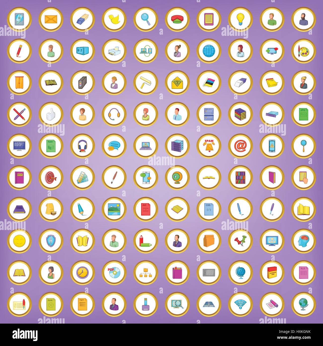 100 office icons set in cartoon style Stock Vector Image & Art - Alamy