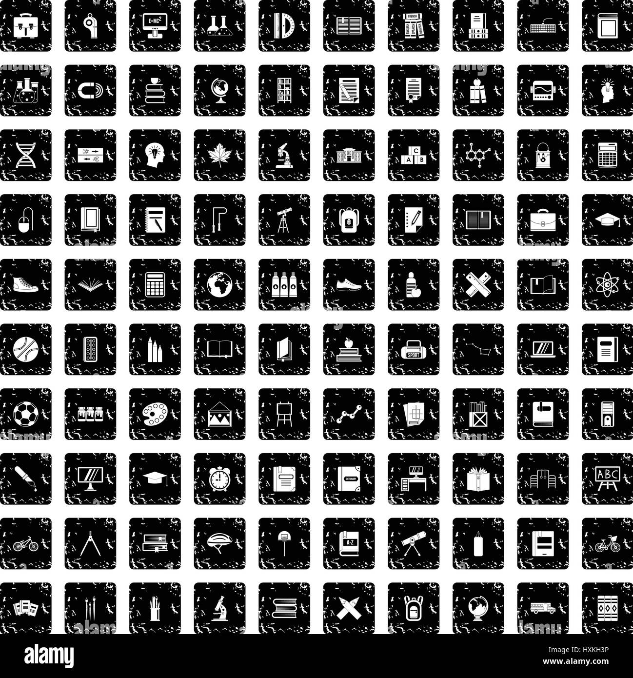 100 school icons set, grunge style Stock Vector Image & Art - Alamy