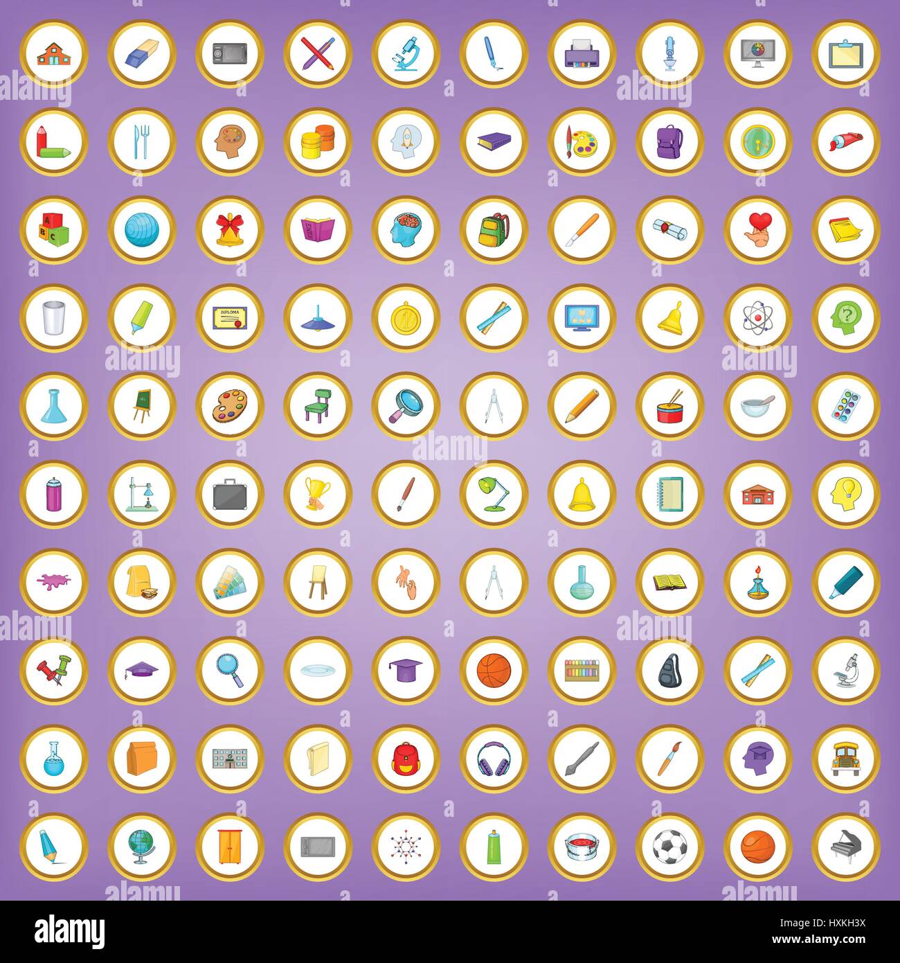 100 school icons set in cartoon style Stock Vector Image & Art - Alamy