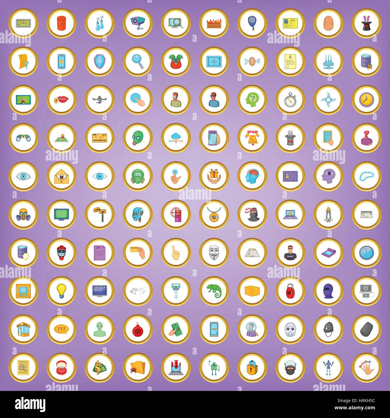 100 security icons set in cartoon style Stock Vector Image & Art - Alamy