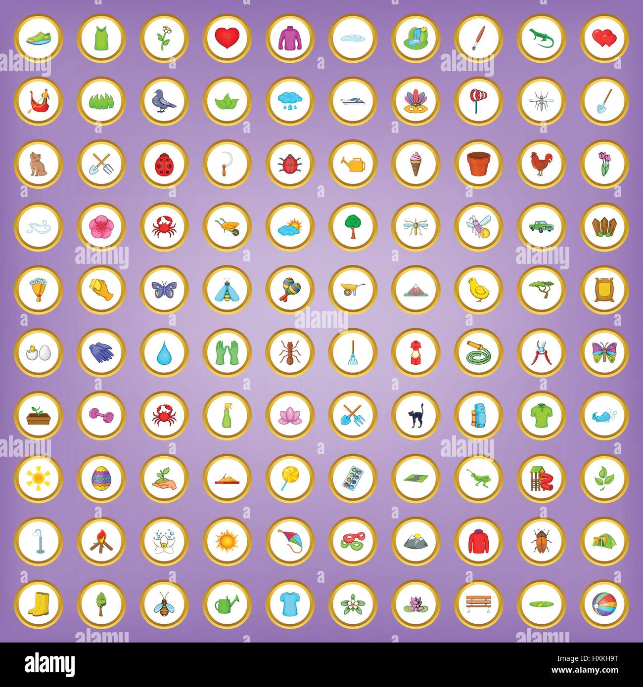 100 spring icons set in cartoon style Stock Vector Image & Art - Alamy