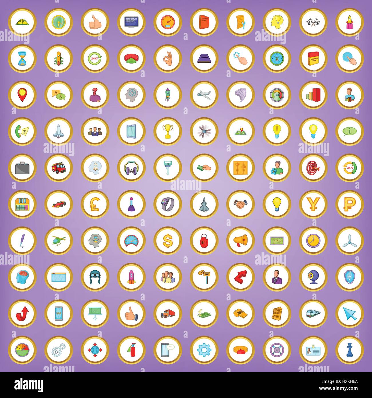 100 time management icons set in cartoon style Stock Vector Image & Art ...