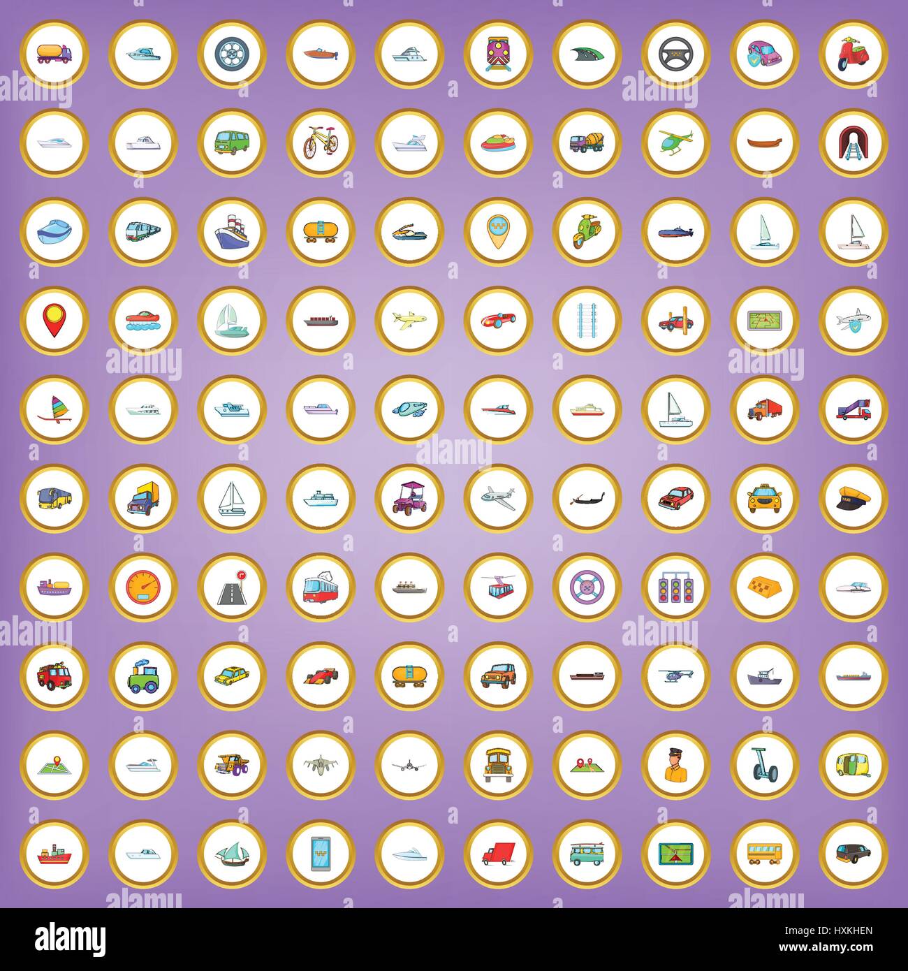 100 transport icons set in cartoon style Stock Vector Image & Art - Alamy