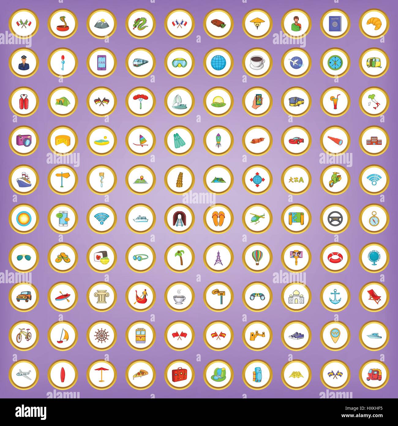 100 travel icons set in cartoon style Stock Vector Image & Art - Alamy