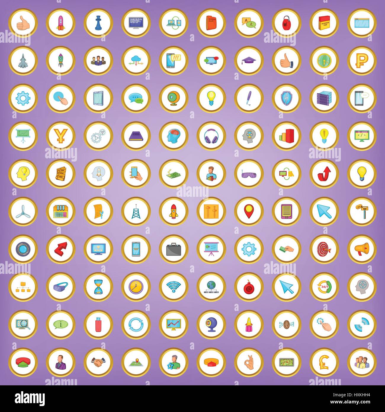 100 web design icons set in cartoon style Stock Vector Image & Art - Alamy