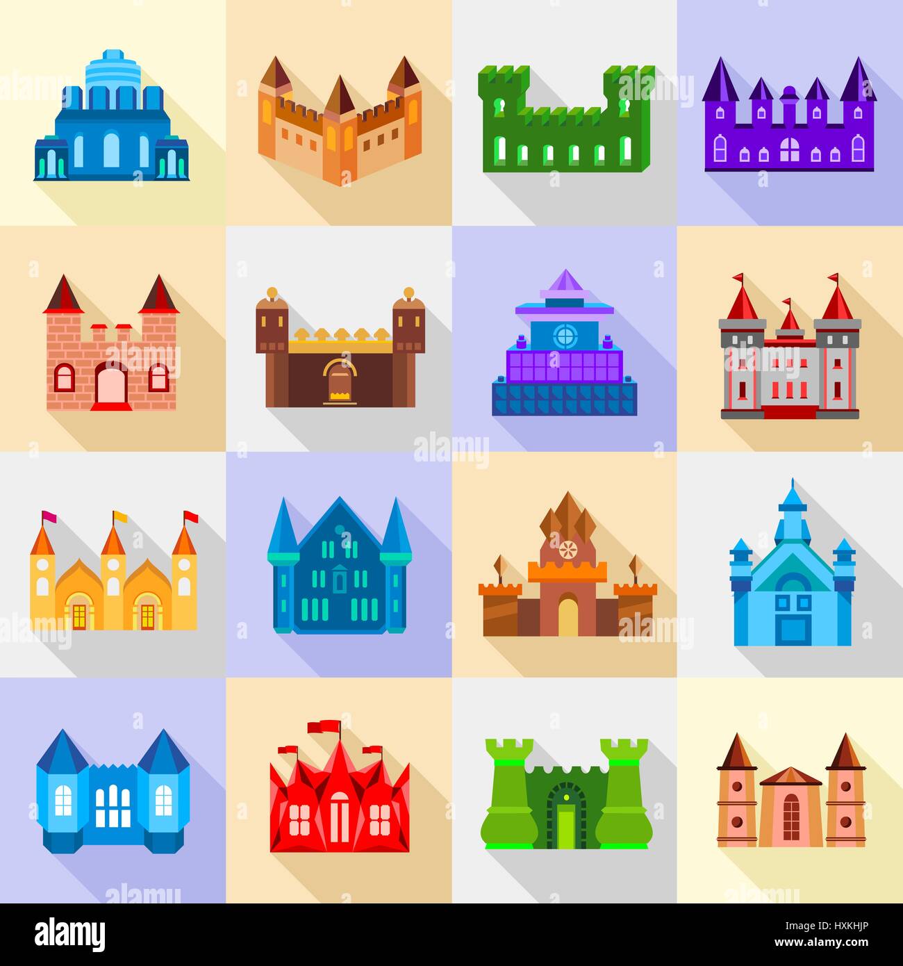 Castle tower icons set, flat style Stock Vector Image & Art - Alamy
