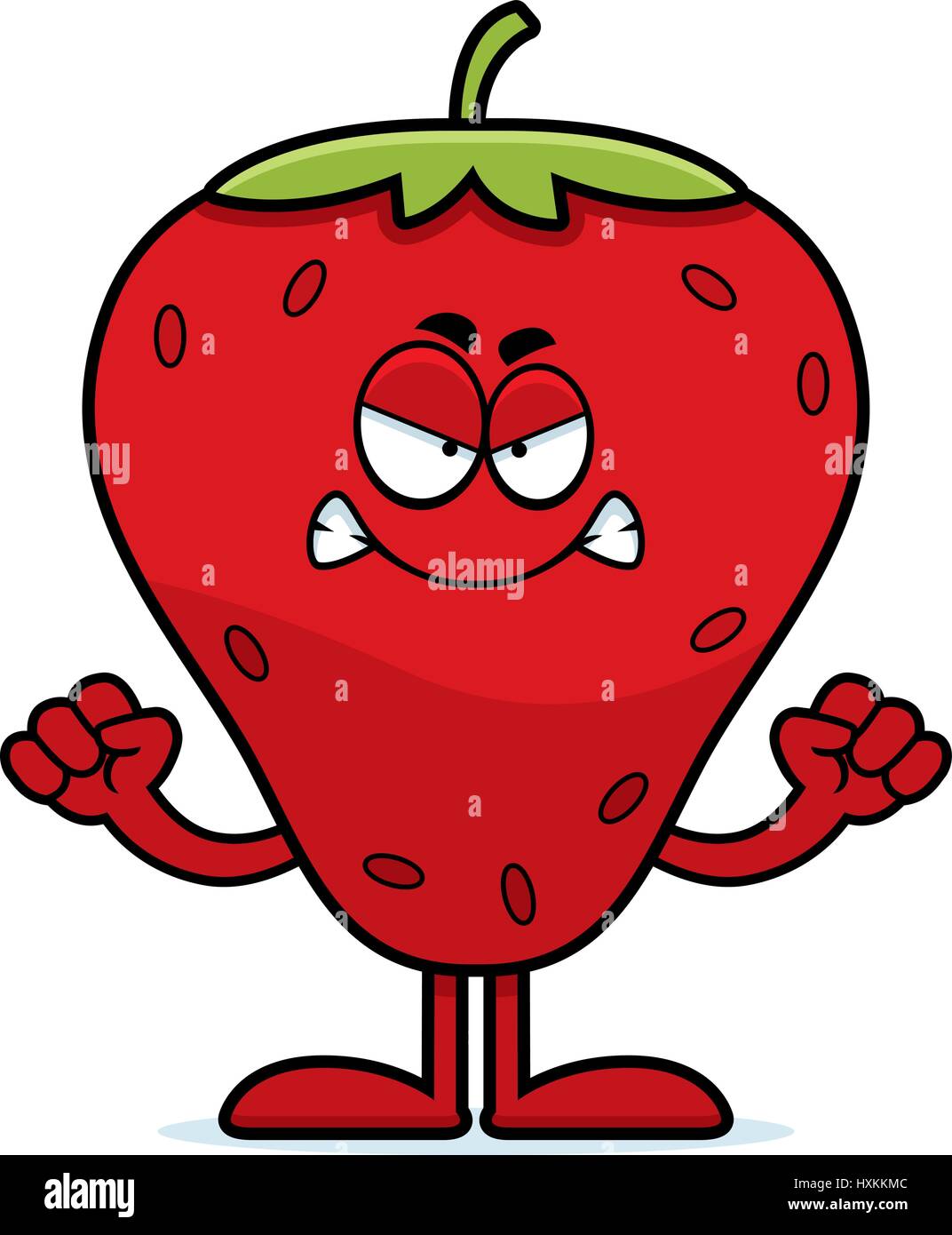 A cartoon illustration of a strawberry looking angry Stock Vector Image