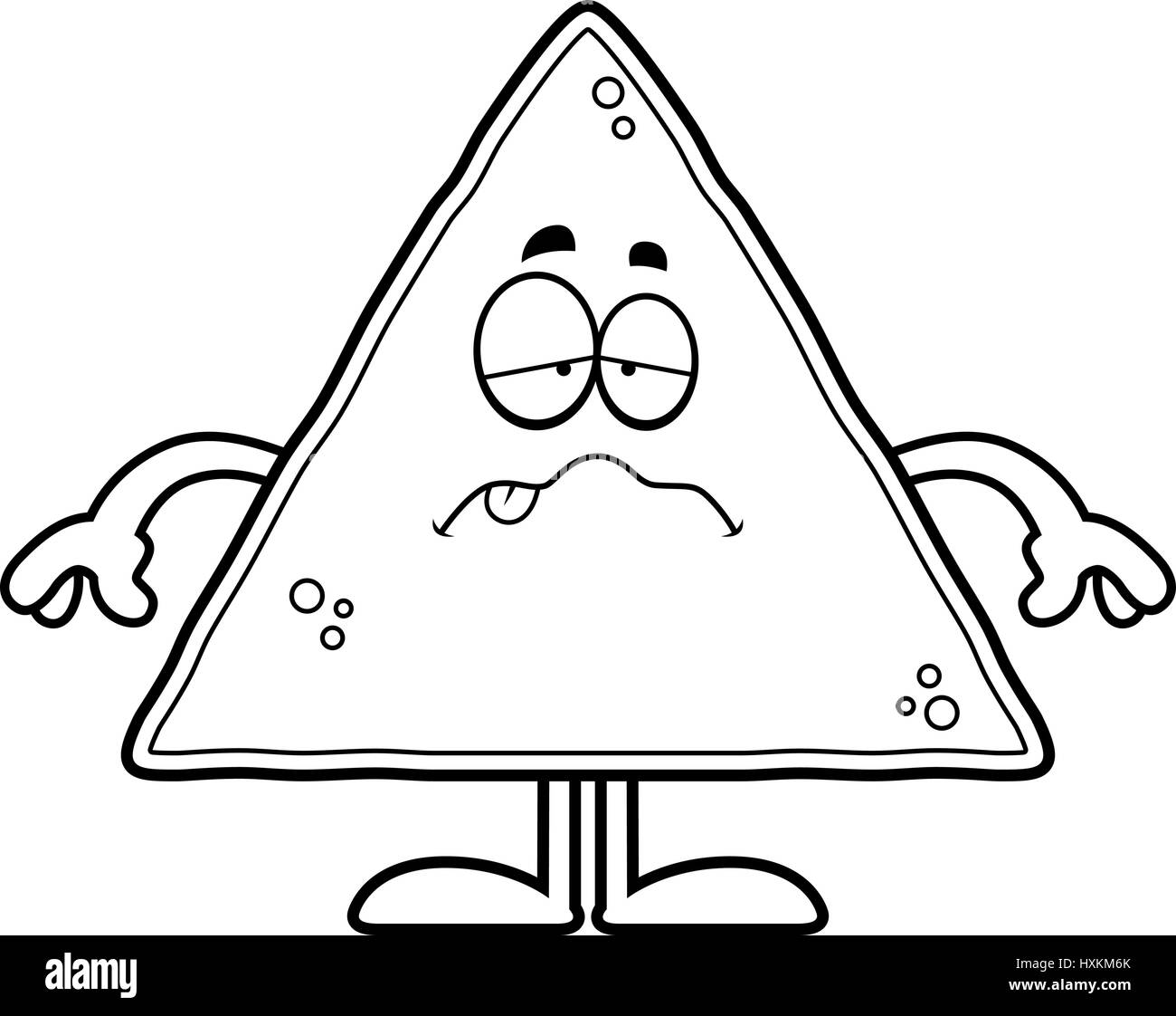 A cartoon illustration of a tortilla chip looking sick Stock Vector