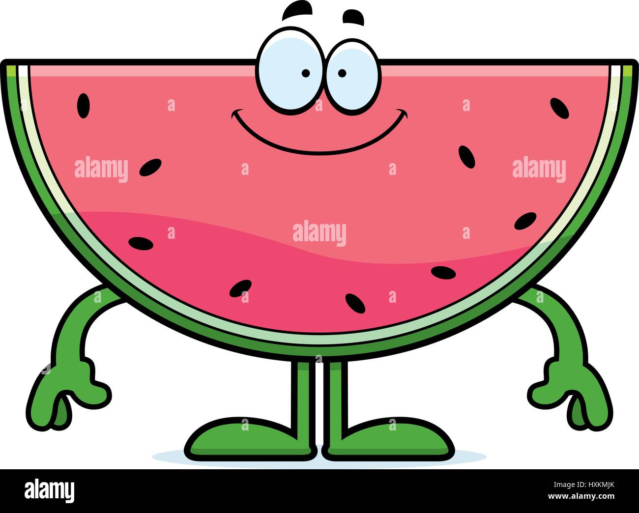 A cartoon illustration of a watermelon looking happy Stock Vector Image