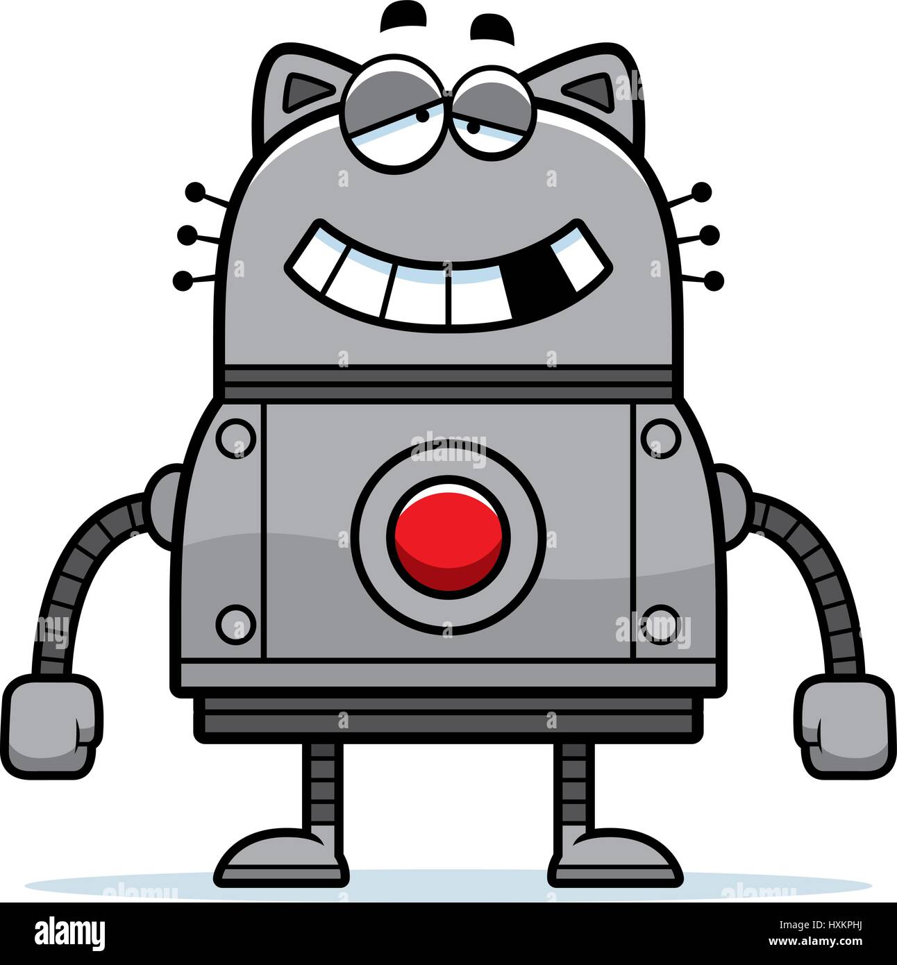 A cartoon illustration of a malfunctioning robot cat. Stock Vector