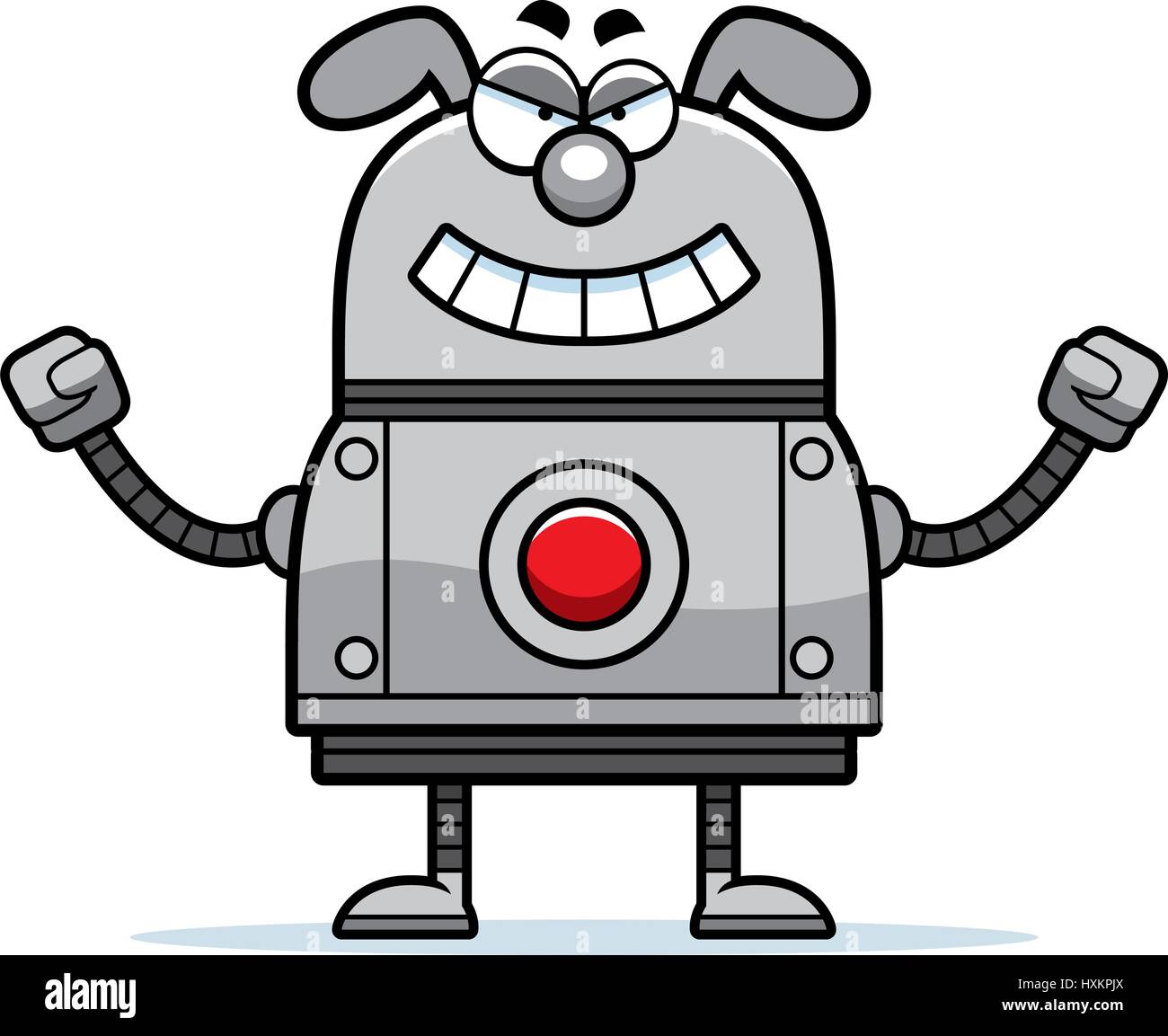 A cartoon illustration of an evil looking robot dog Stock Vector Image