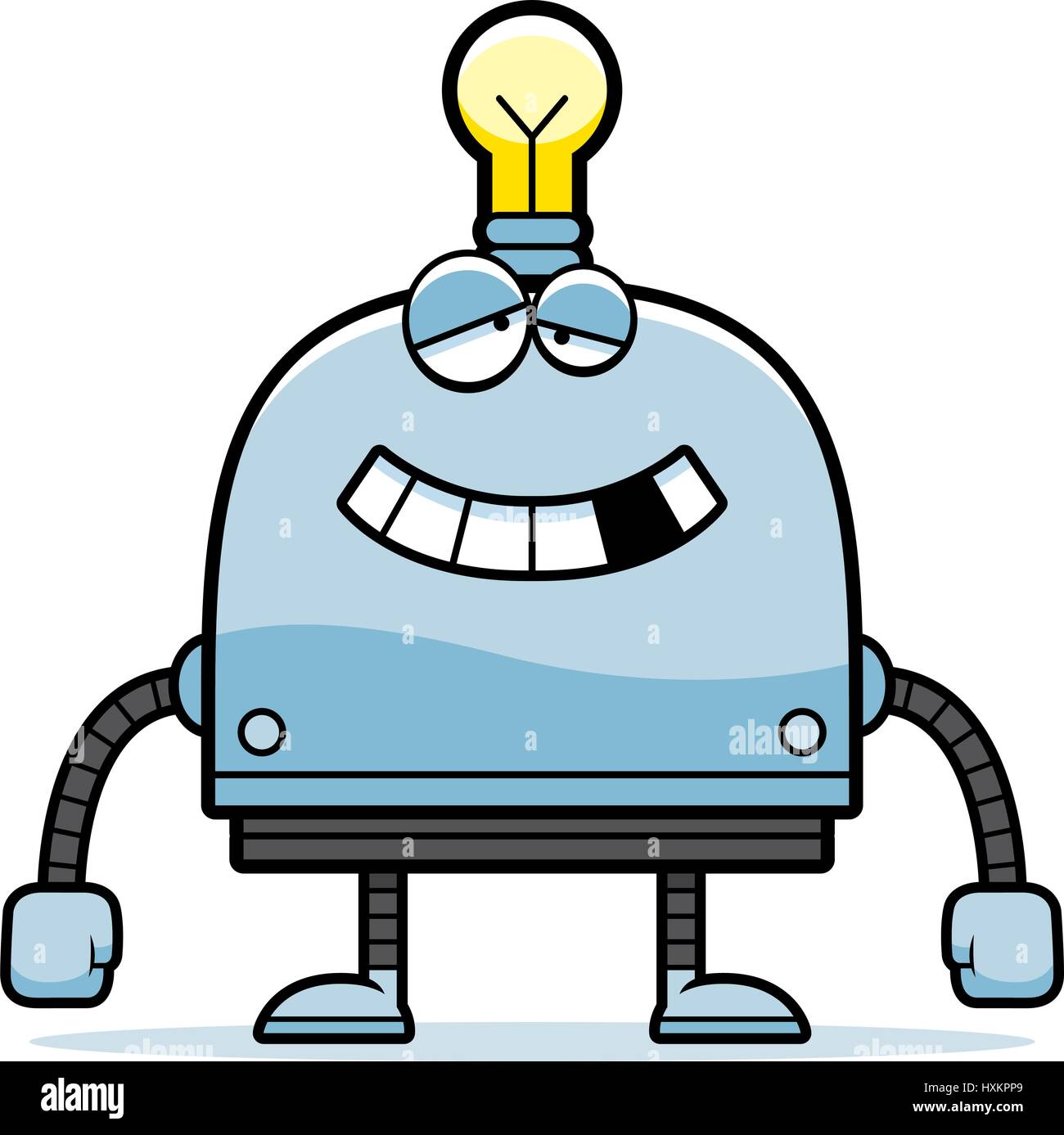 A cartoon illustration of a malfunctioning little robot. Stock Vector