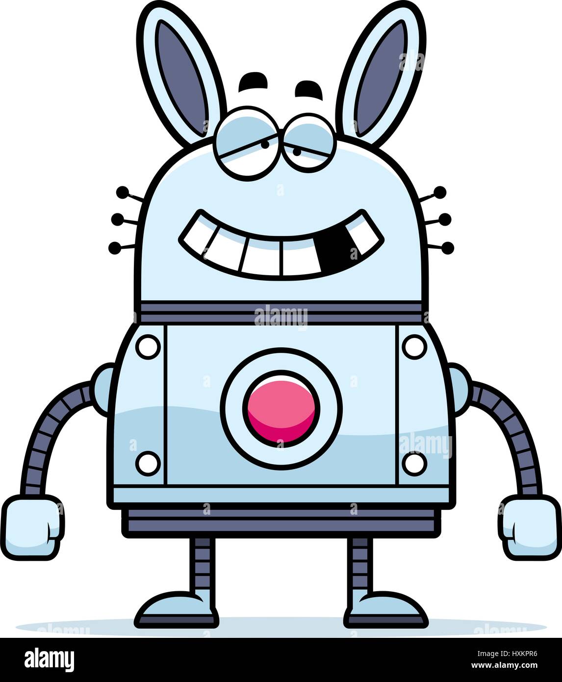 A cartoon illustration of a malfunctioning robot rabbit. Stock Vector