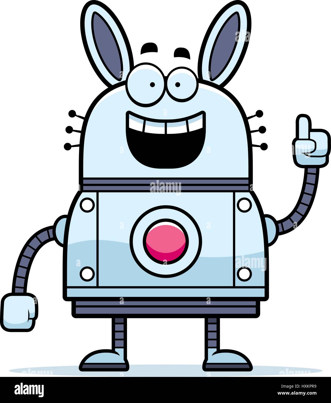 A cartoon illustration of a robot rabbit with an idea Stock Vector