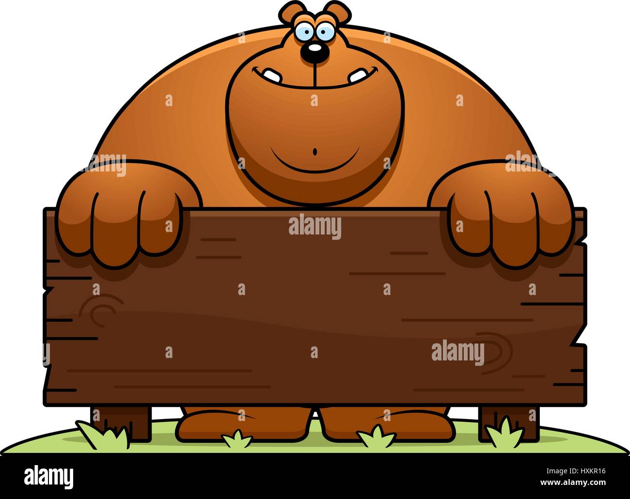A cartoon illustration of a bear with a wooden sign Stock Vector Image ...