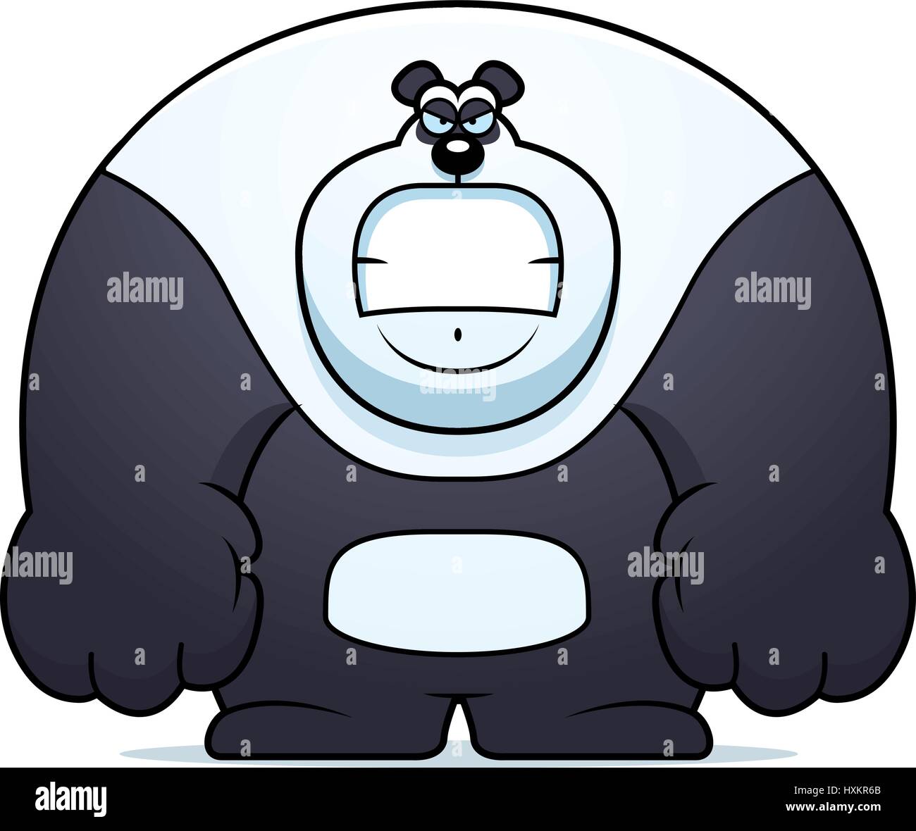 A cartoon illustration of a panda bear looking angry. Stock Vector