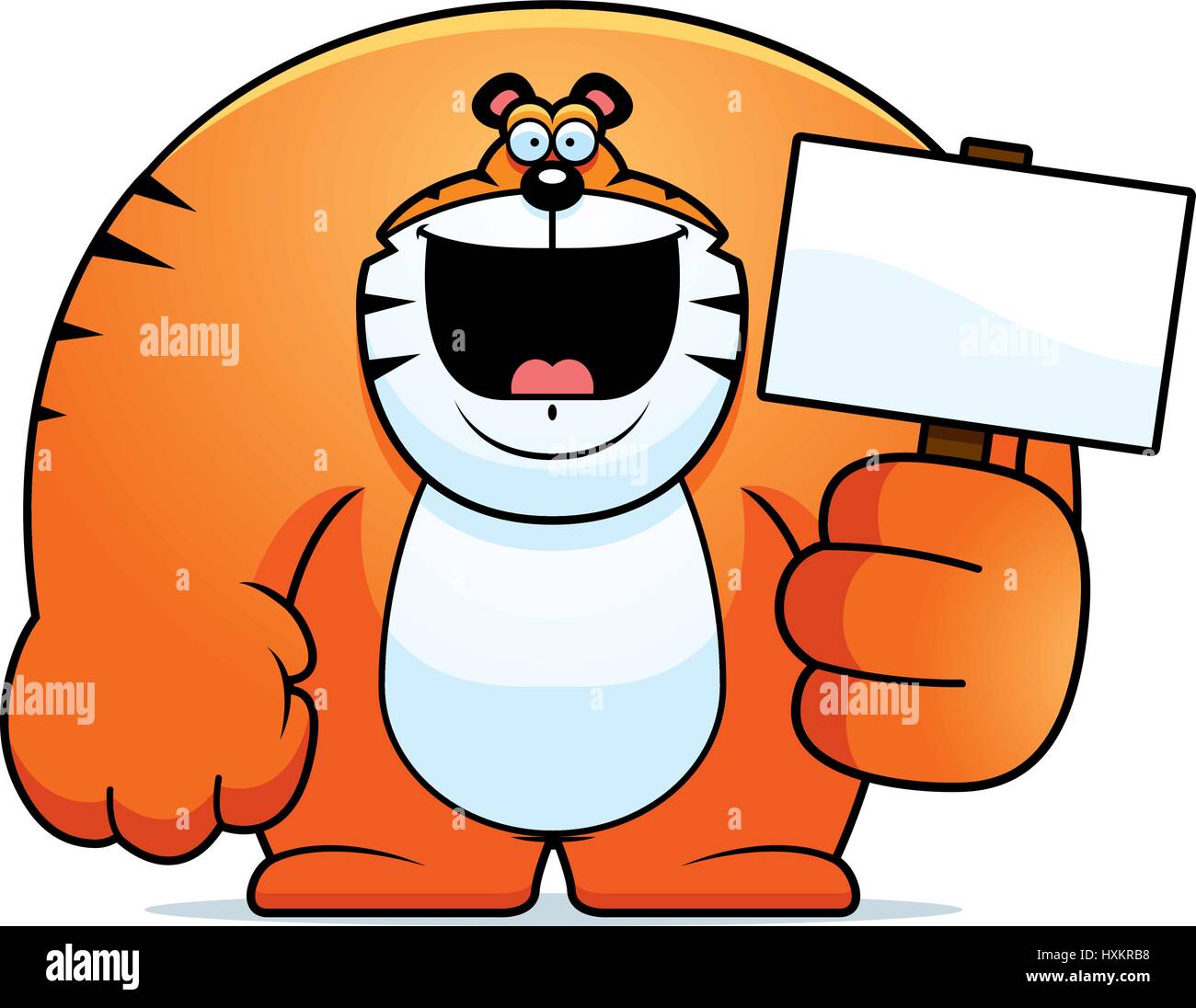 A cartoon illustration of a tiger holding a sign Stock Vector Image ...