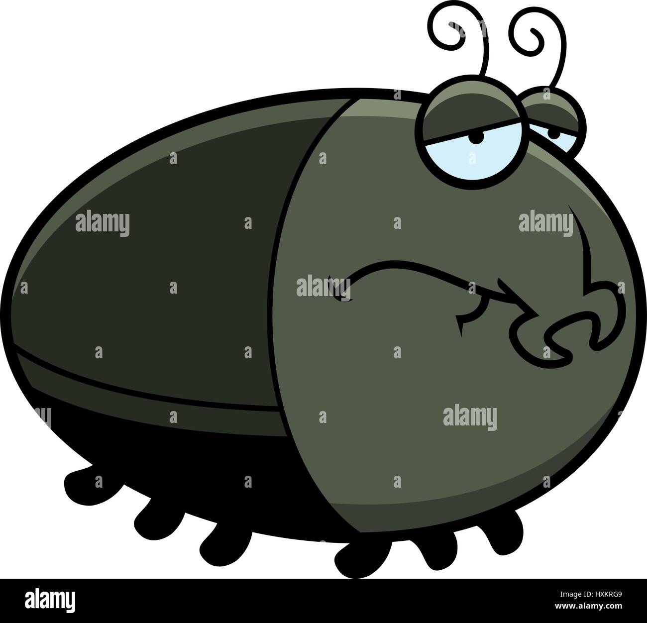 A cartoon illustration of a beetle with a sad expression Stock Vector ...