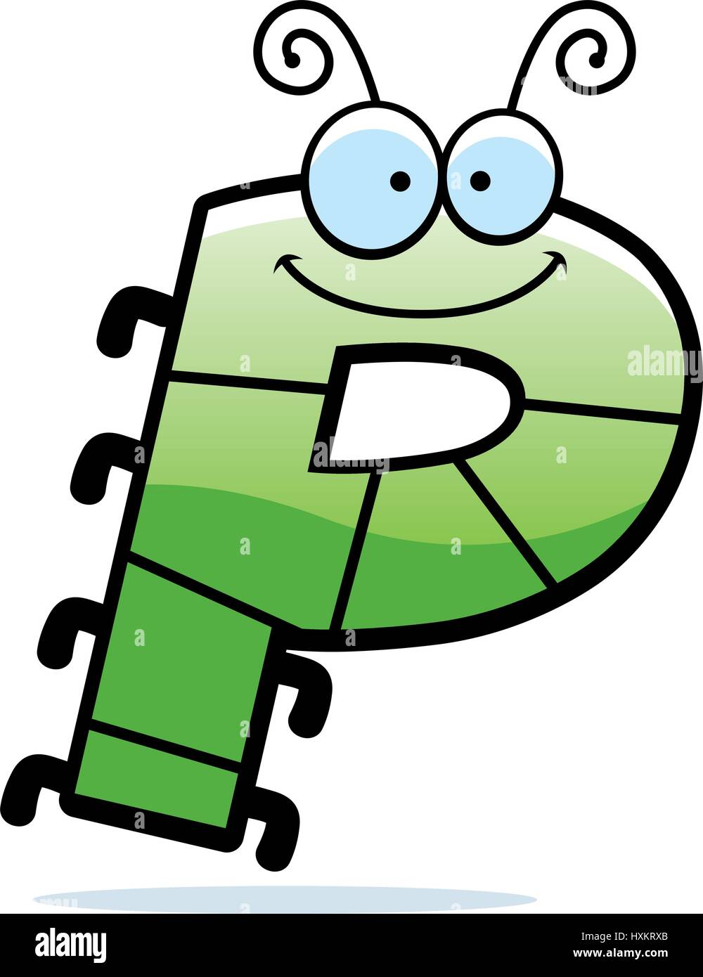 A cartoon illustration of the letter P with an insect theme. Stock Vector