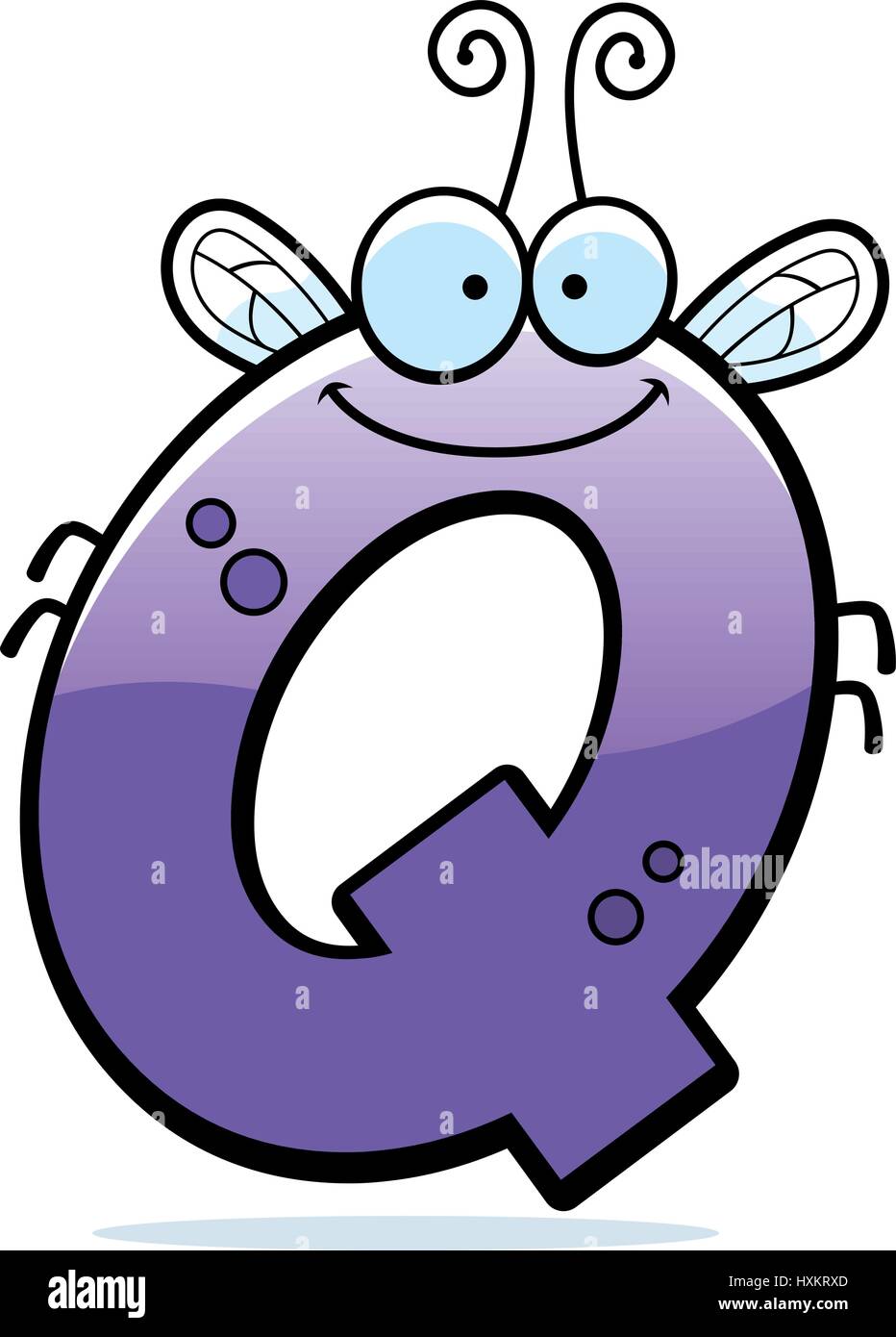 Q Bug Insect A cartoon illustration of the letter Q with an insect theme Stock ...