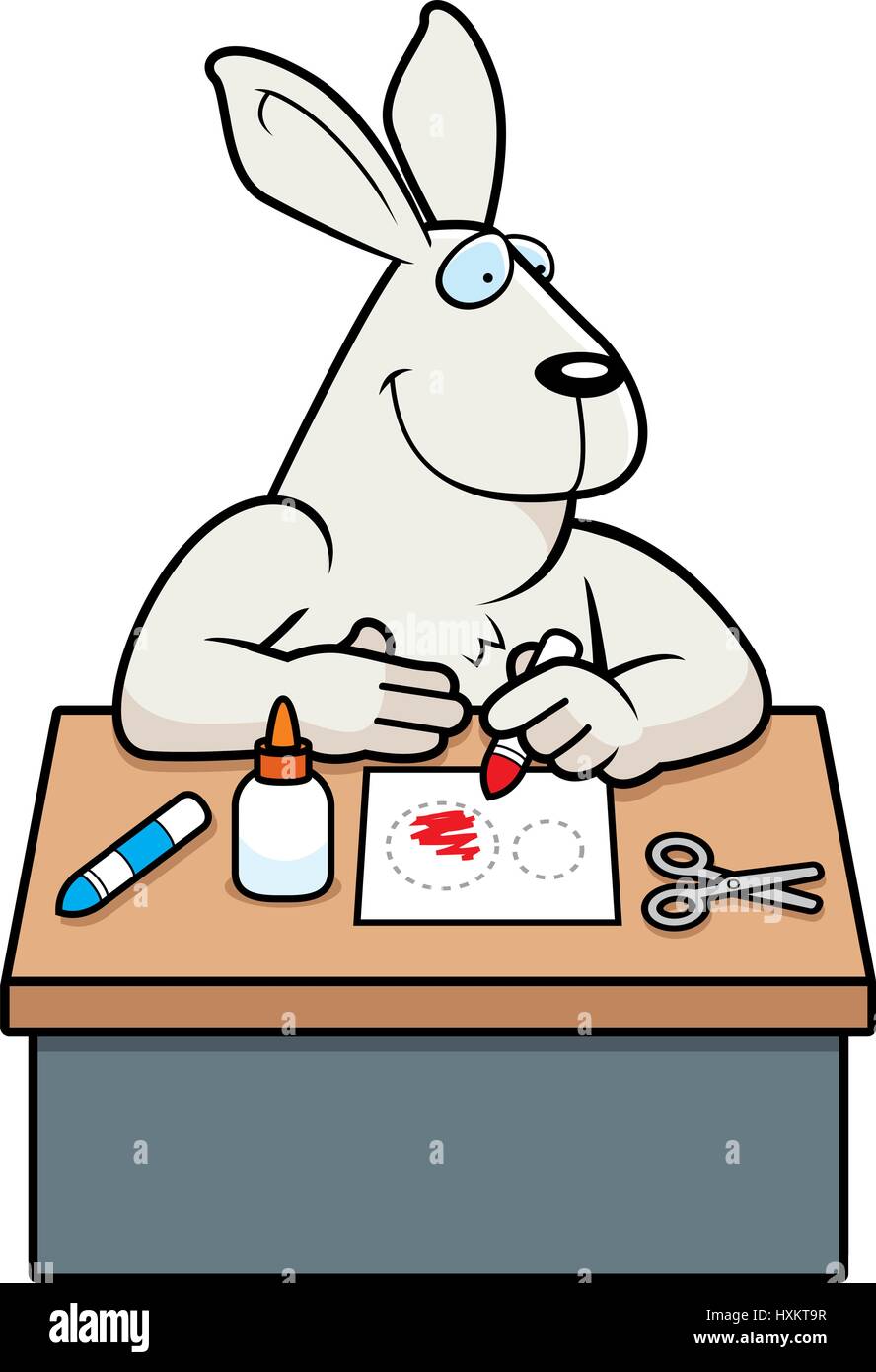 A cartoon illustration of a rabbit doing arts and crafts Stock Vector ...