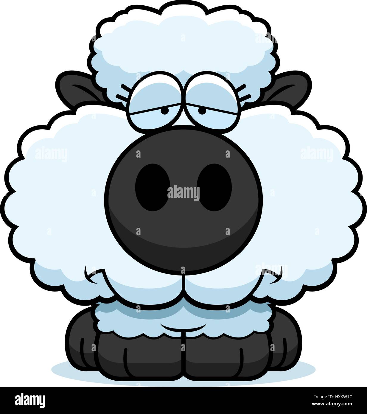 A cartoon illustration of a lamb with a sad expression Stock Vector