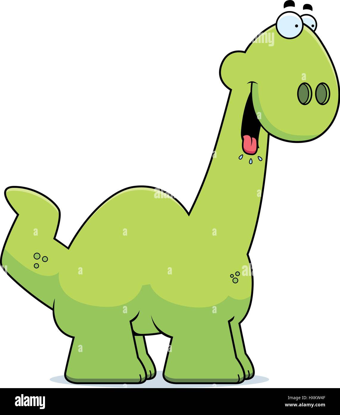 A cartoon illustration of a Apatosaurus dinosaur looking hungry. Stock Vector