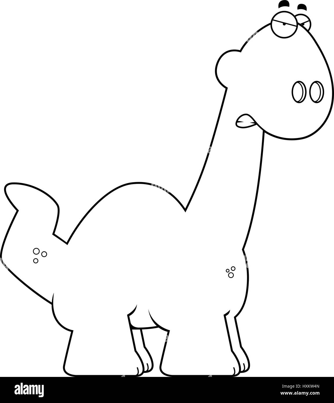 A cartoon illustration of a Apatosaurus dinosaur looking angry. Stock Vector