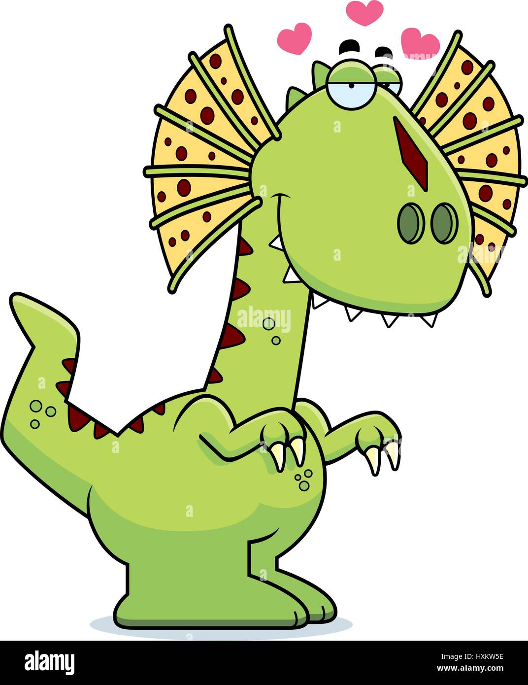 A cartoon illustration of a Dilophosaurus dinosaur in love Stock Vector ...