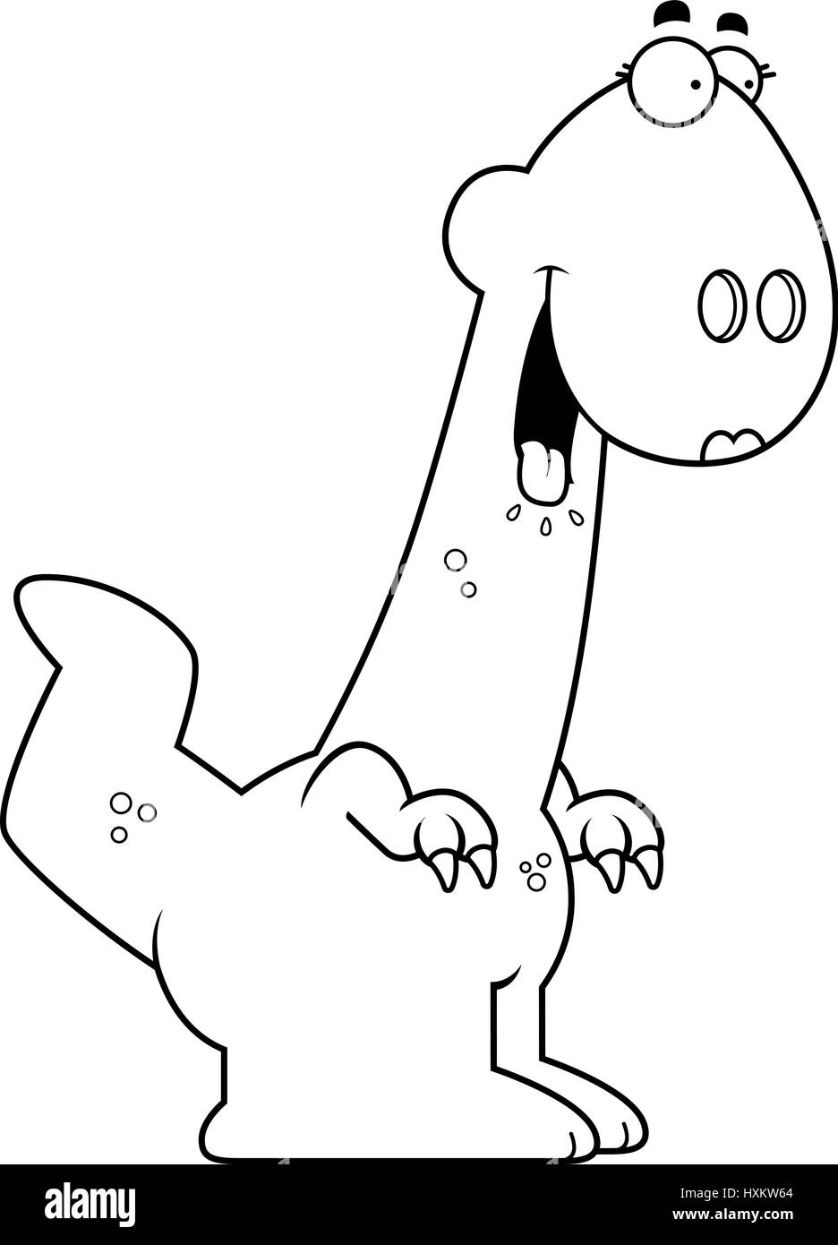 A cartoon illustration of a girl dinosaur looking hungry. Stock Vector