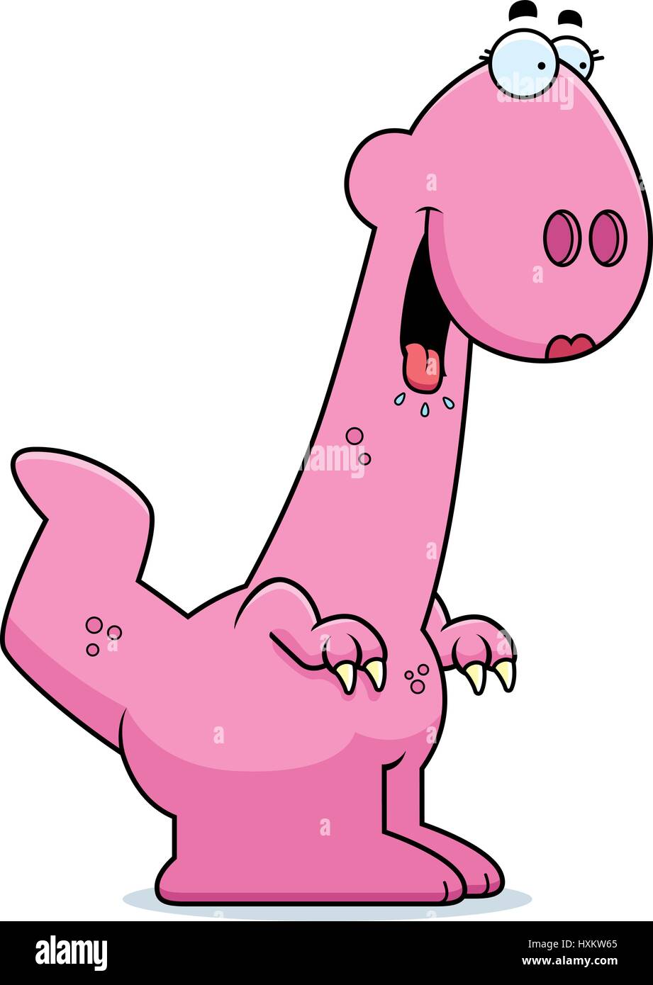 A cartoon illustration of a girl dinosaur looking hungry. Stock Vector