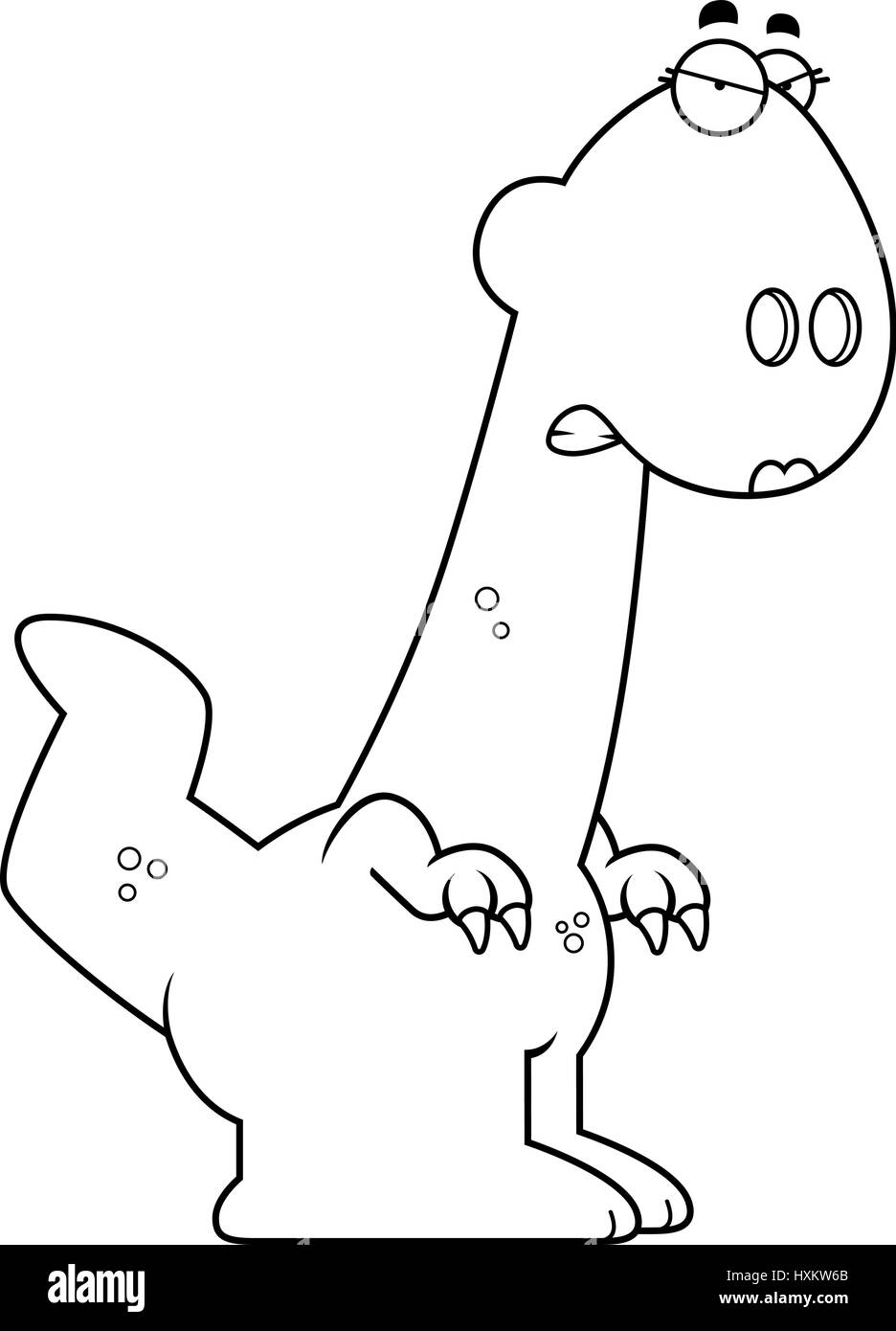 A cartoon illustration of a girl dinosaur looking angry. Stock Vector