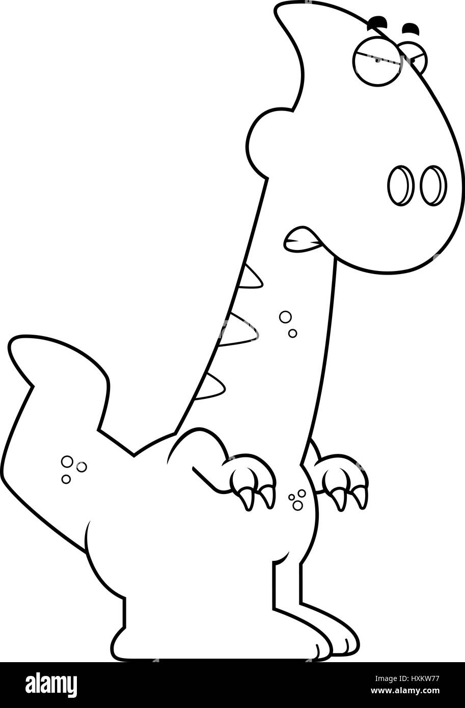 A cartoon illustration of a Parasaurolophus dinosaur looking angry. Stock Vector