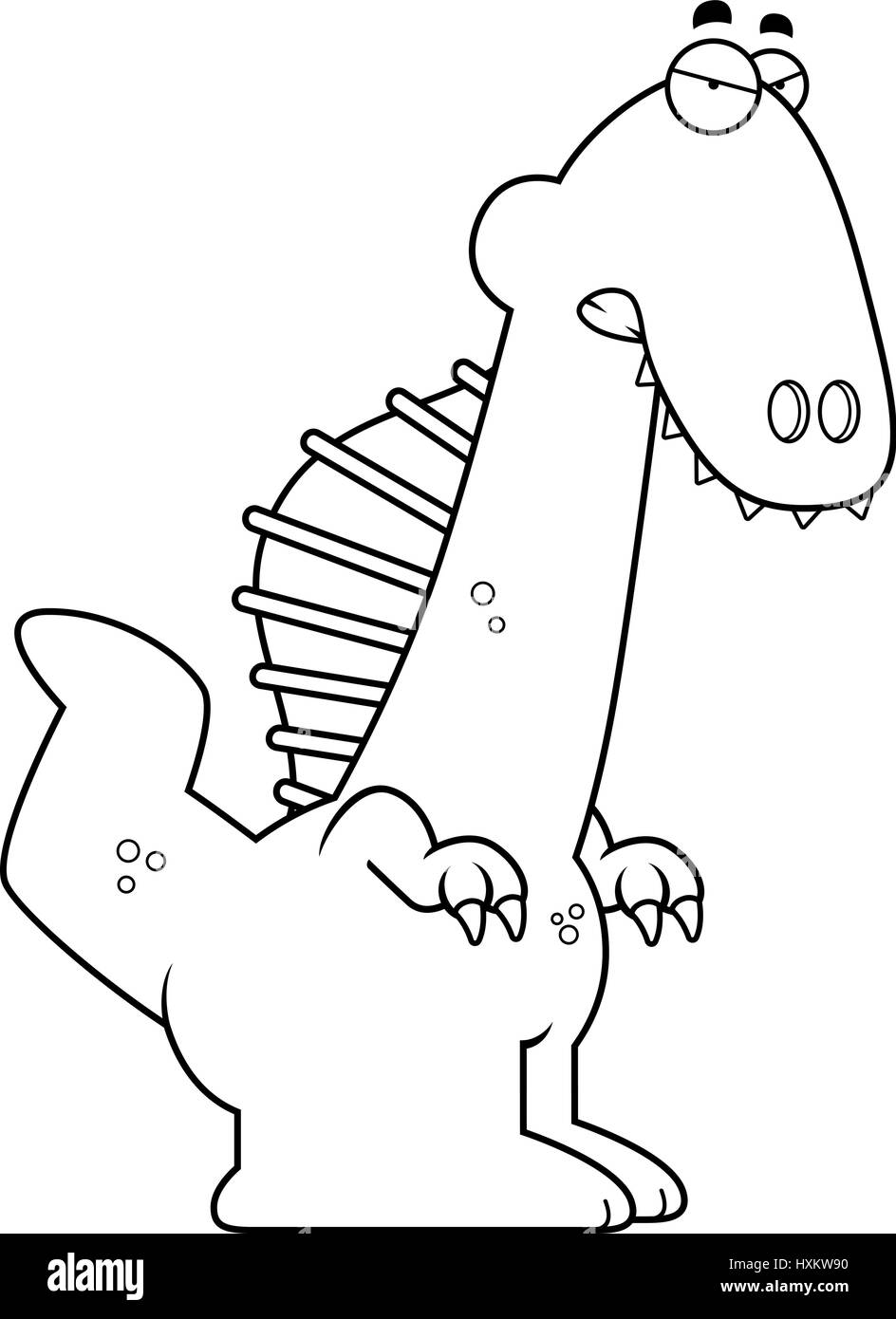 A cartoon illustration of a Spinosaurus dinosaur looking angry. Stock Vector