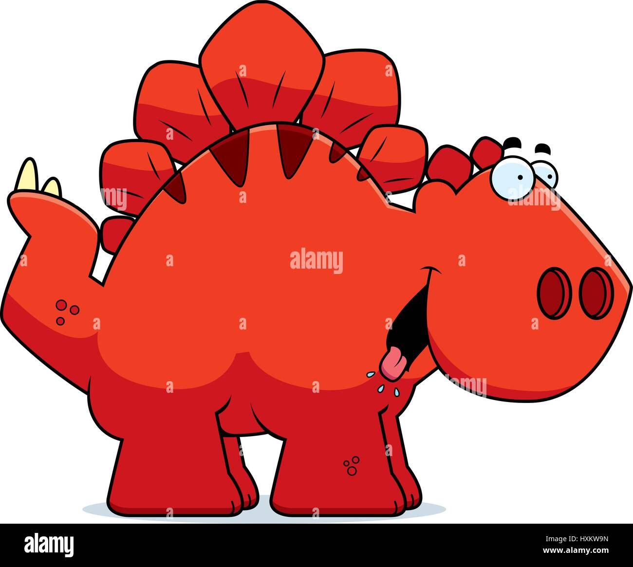 A cartoon illustration of a Stegosaurus dinosaur looking hungry. Stock Vector