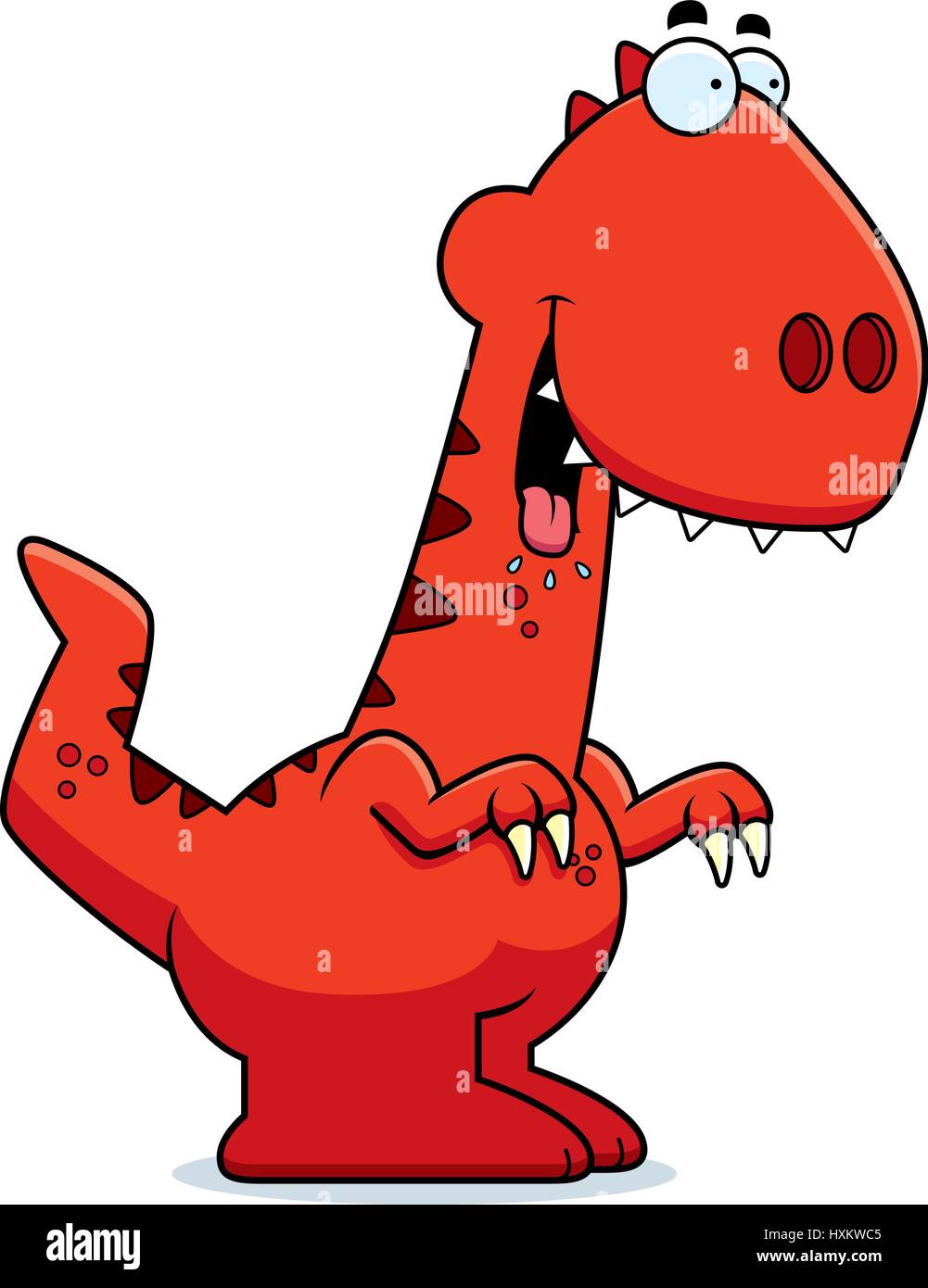 A cartoon illustration of a Velociraptor dinosaur looking hungry. Stock Vector